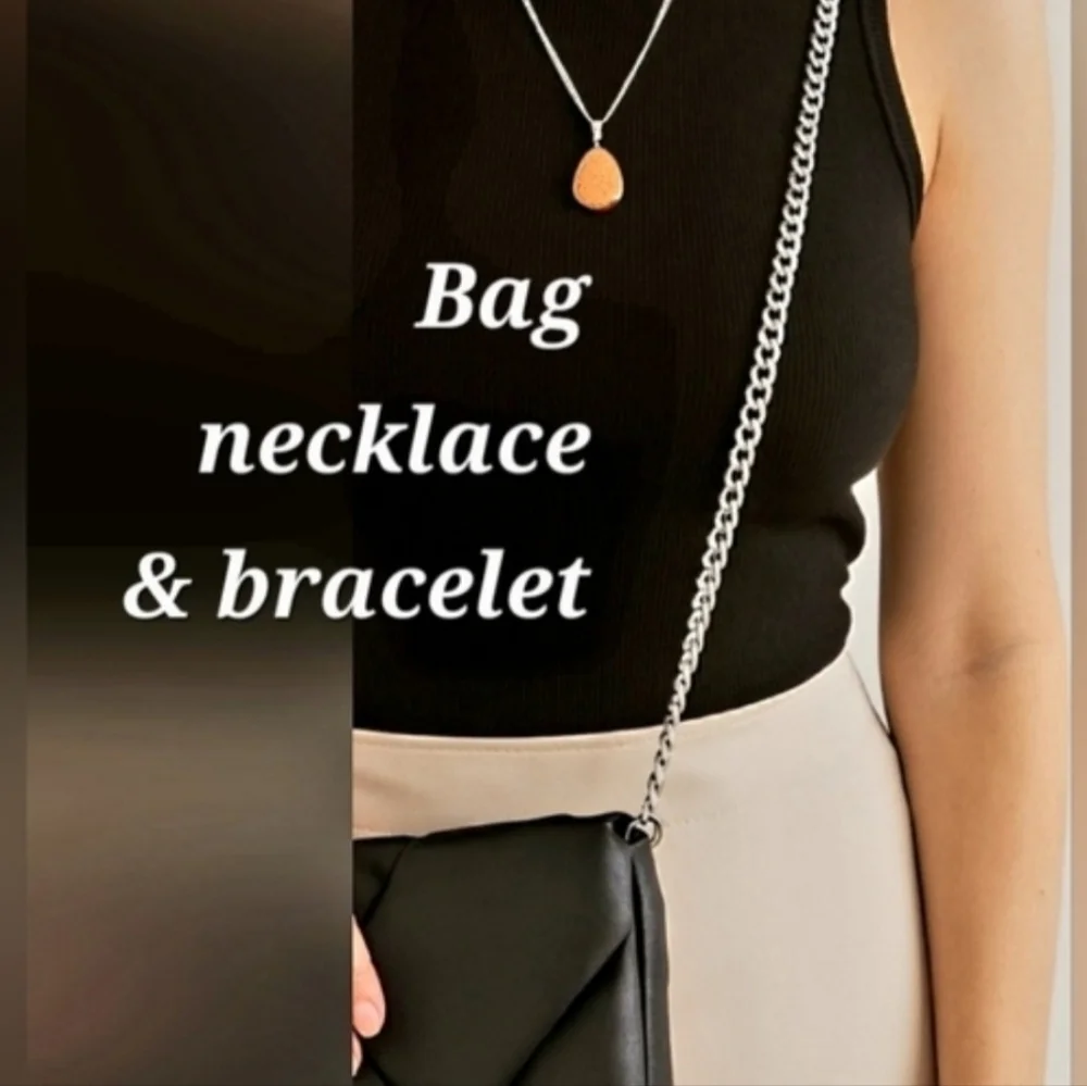 Sterling Necklace, Crossbody Bag, & Snake Chain Bracelet Sterling Silver